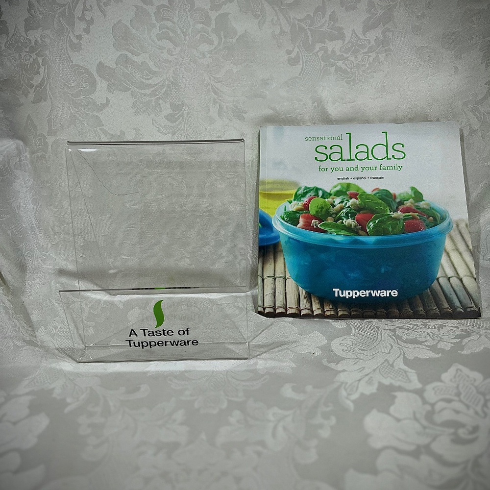 NEW (NIP) Taste of Tupperware Acrylic Recipe Holder with Salad Recipe Book